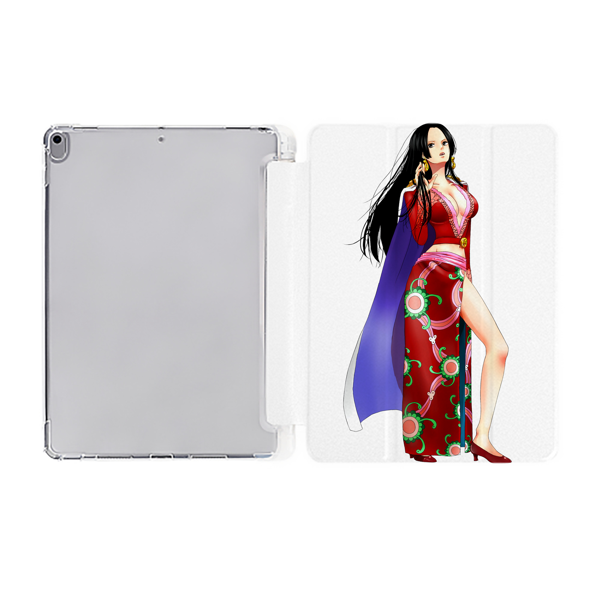 （画像用） ワンピース ボア・ハンコック ONE PIECE Boa·Hancock IPad ケース ペン収納付き 三つ折りスタンド PUレザー×シリコン 対応機種9.5/10.5/10.9インチ